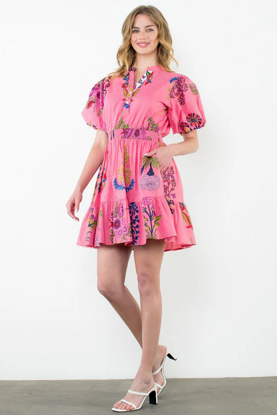 Smocked Waist Floral Dress
