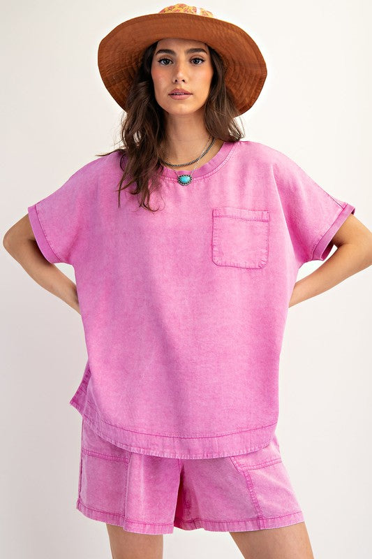 Mineral Washed Woven Top