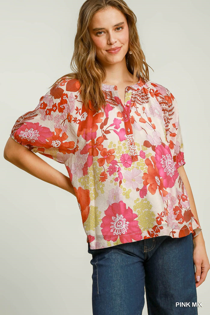 Floral Print Button Down Top