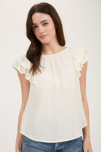 Ruffle Detail Back Bow Detail Short Sleeve Top