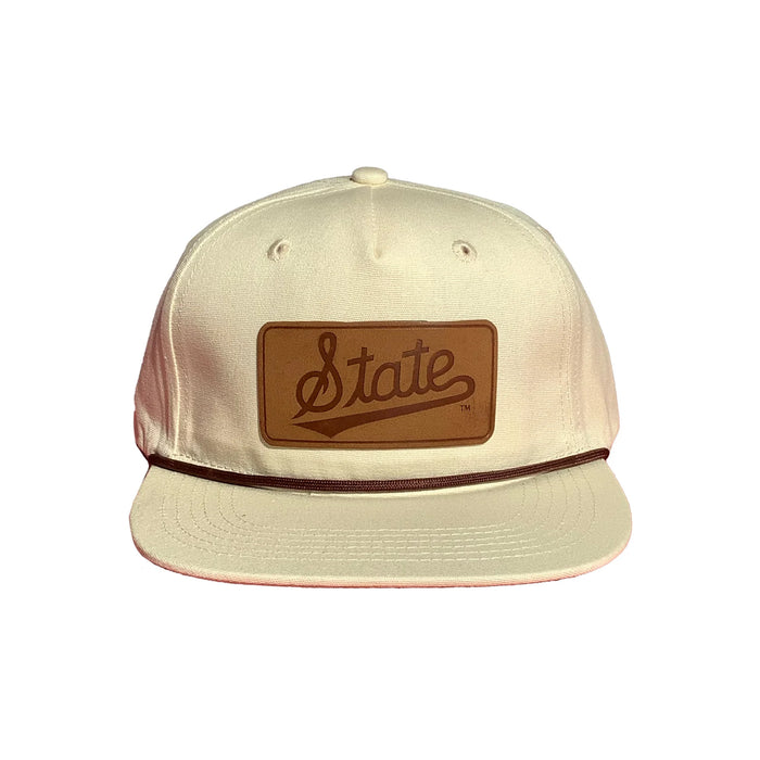 Speckle Bellies-Msu Camo State Script Leather Patch Rope