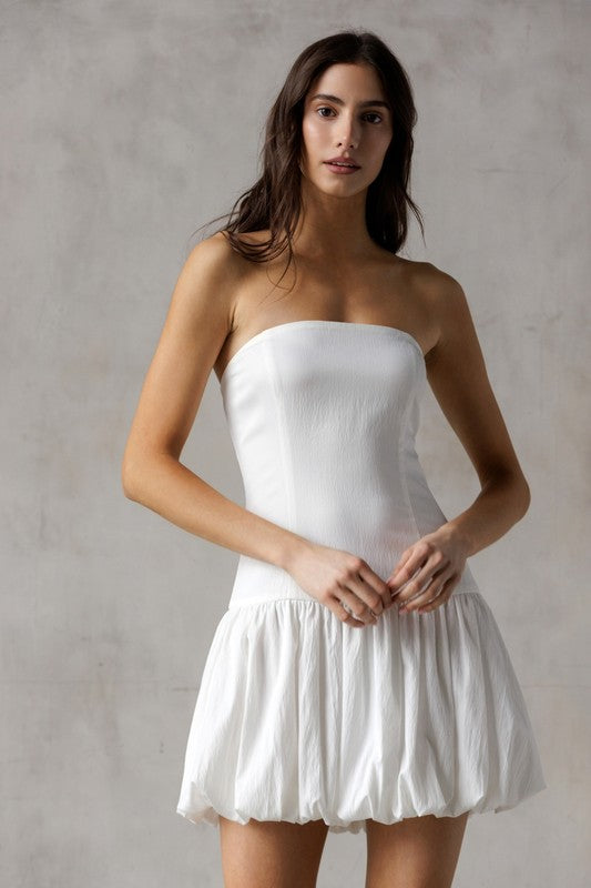 Strapless mini dress with a structured