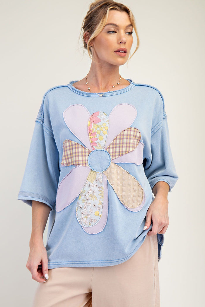 FLOWER PATCH MINERAL WASHED TERRY KNIT TUNIC