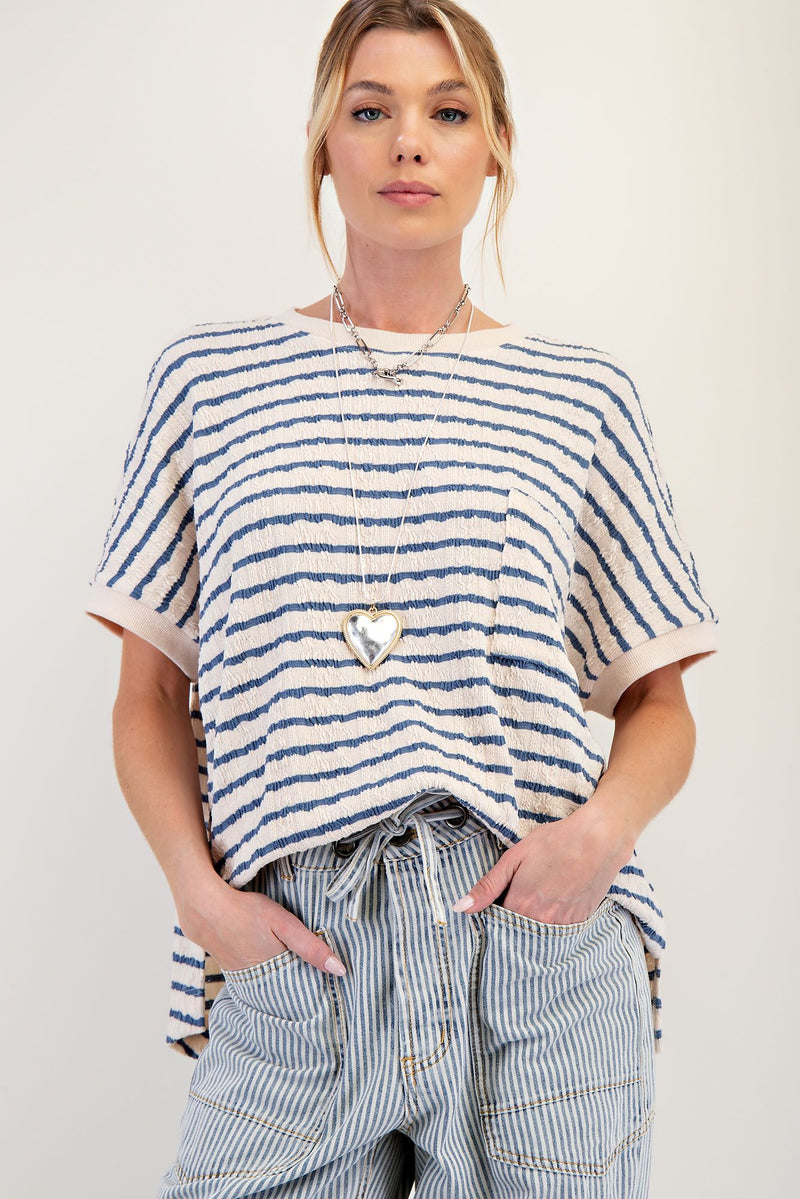 TEXURED STRIPE KNIT TOP