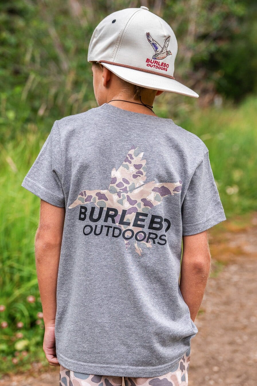 Burlebo-Youth Tee - Pintail Diving Duck - SS - Dark Heather Grey