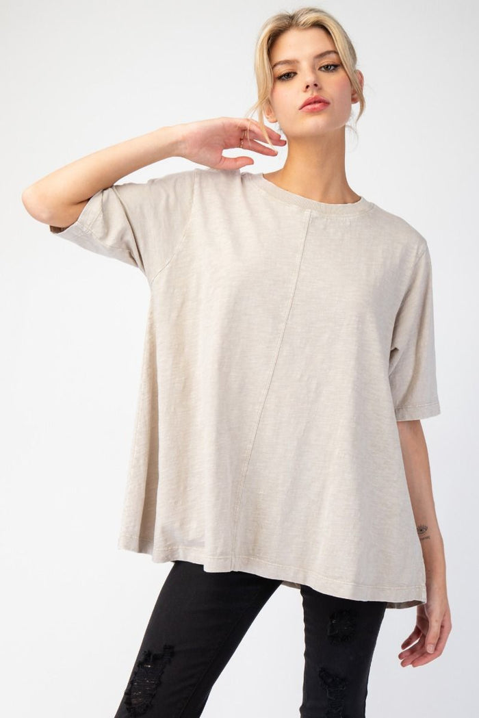 MINERAL WASHED COTTON KNIT TOP