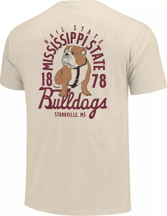 Men's Mississippi State Bulldogs Ivory Mascot Local T-Shirt