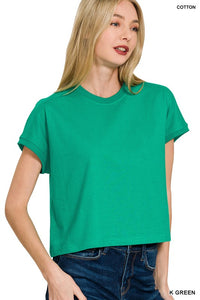 Premium Cotton Relaxed Crop Tee
