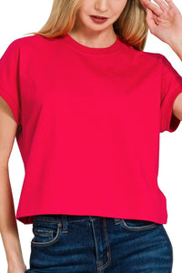 Premium Cotton Relaxed Crop Tee