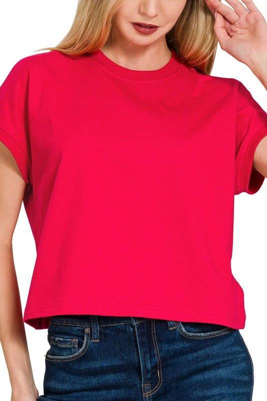 Premium Cotton Relaxed Crop Tee
