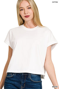 Premium Cotton Relaxed Crop Tee