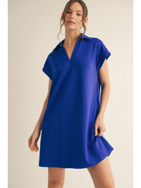 Solid dress with open collared neck