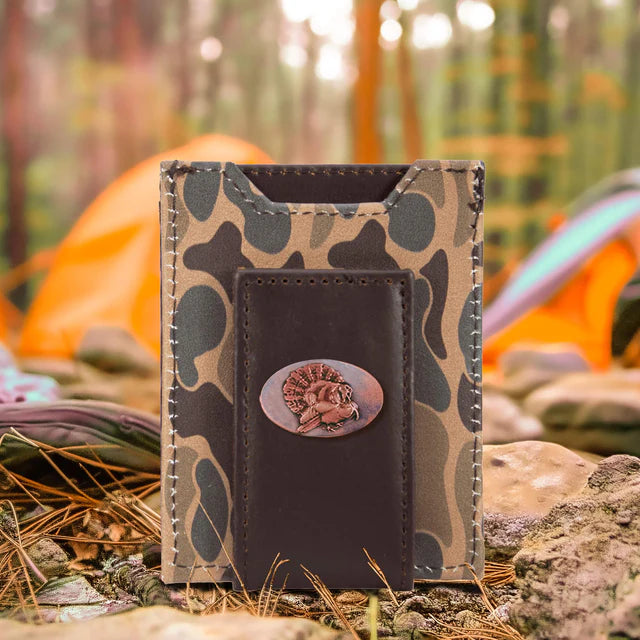 Zep-pro FRONT POCKET OLD SCHOOL CAMO LEATHER WALLET