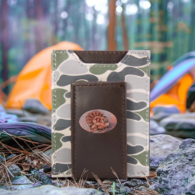Zep-pro FRONT POCKET OLD SCHOOL CAMO LEATHER WALLET