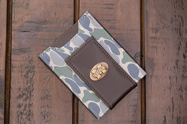 Zep-pro FRONT POCKET OLD SCHOOL CAMO LEATHER WALLET