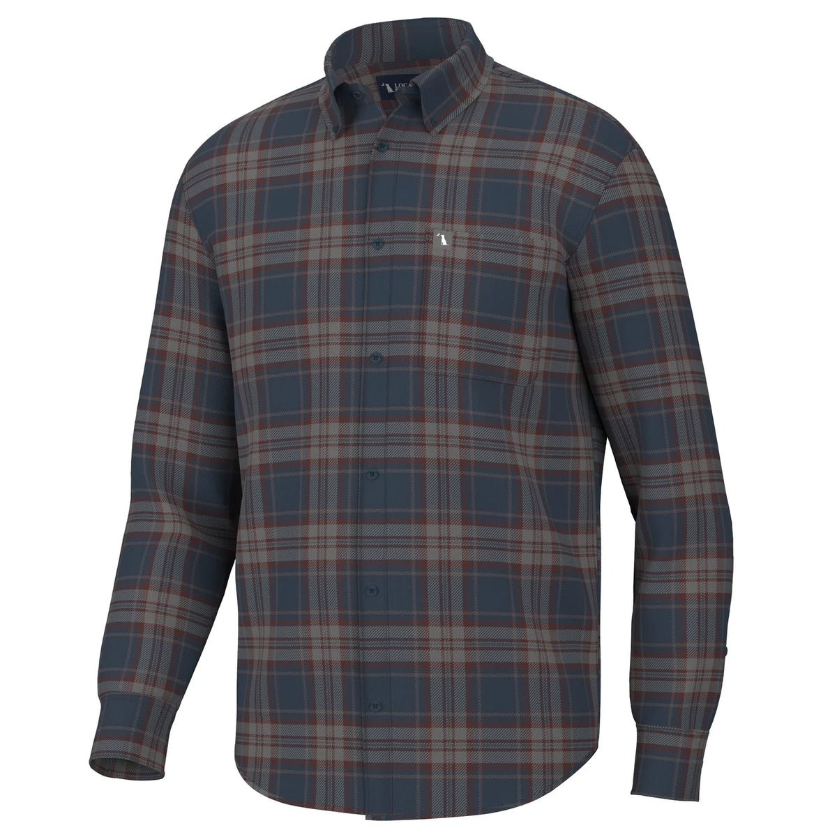 Local Boy-Phelan Stretch Flannel-NAVY/CHARCOAL/RED