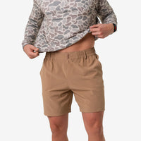 Burlebo- 7” Everyday Short-DESERT TAN - FLYING DUCKS GREEN POCKET