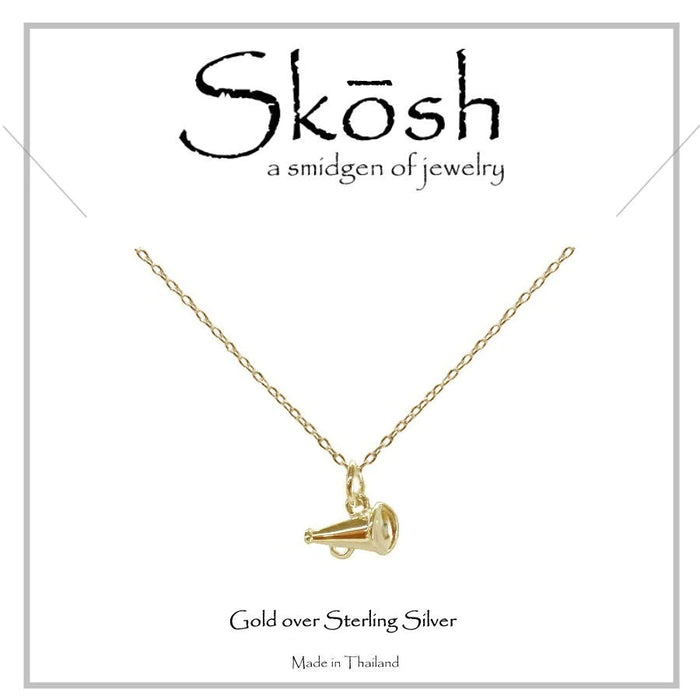 Gold Megaphone Necklace with 16" chain with 1" + 1" extender 57-298-4