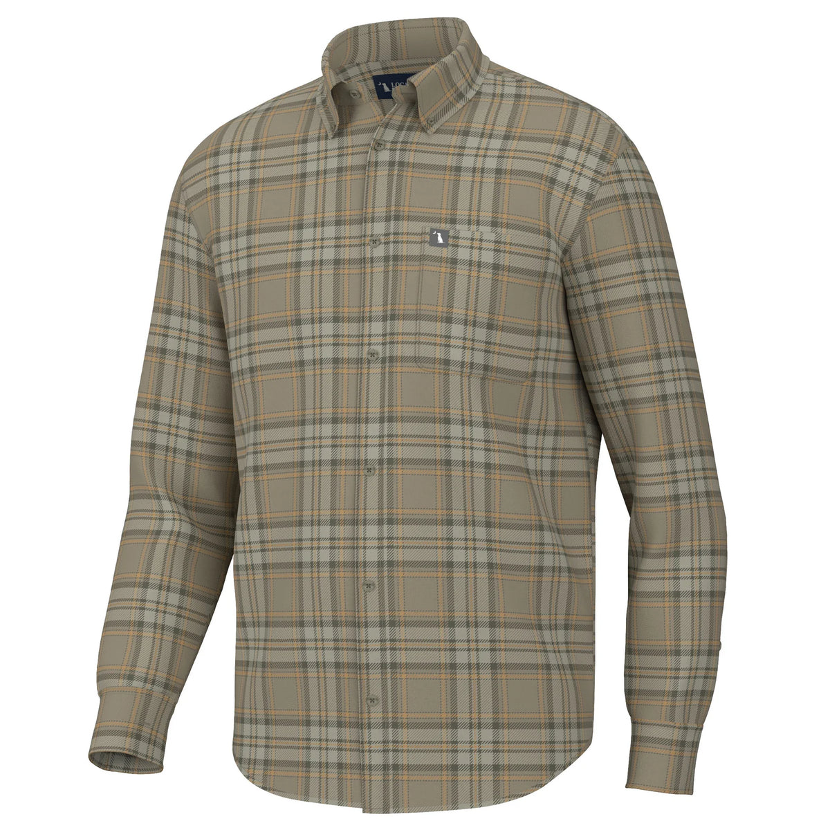 Local Boy-Phelan Stretch Flannel-TAN/OLIVE/YELLOW