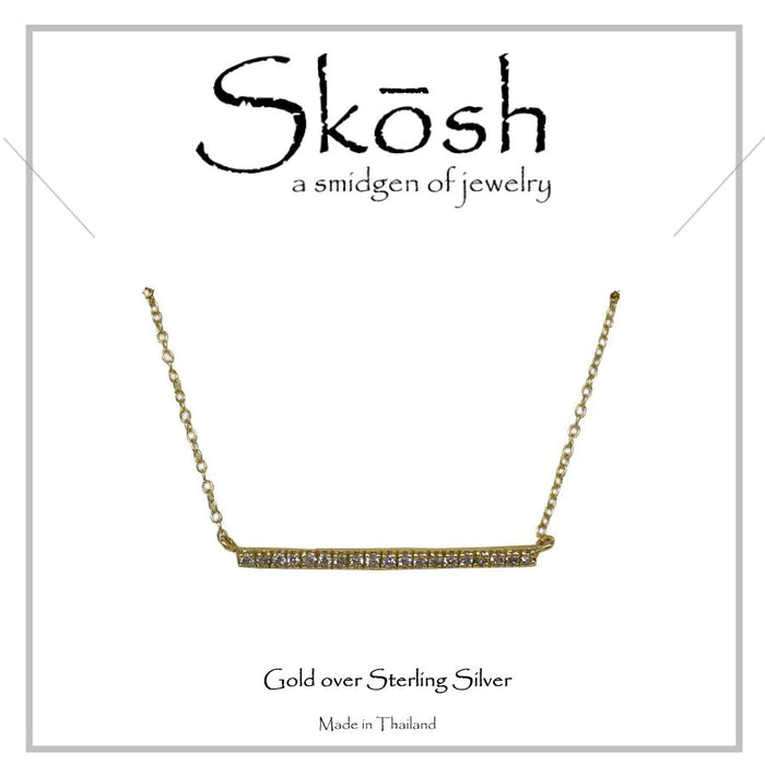 Straight Bar with CZ gold with 16" chain with 1" extender 57-401-2