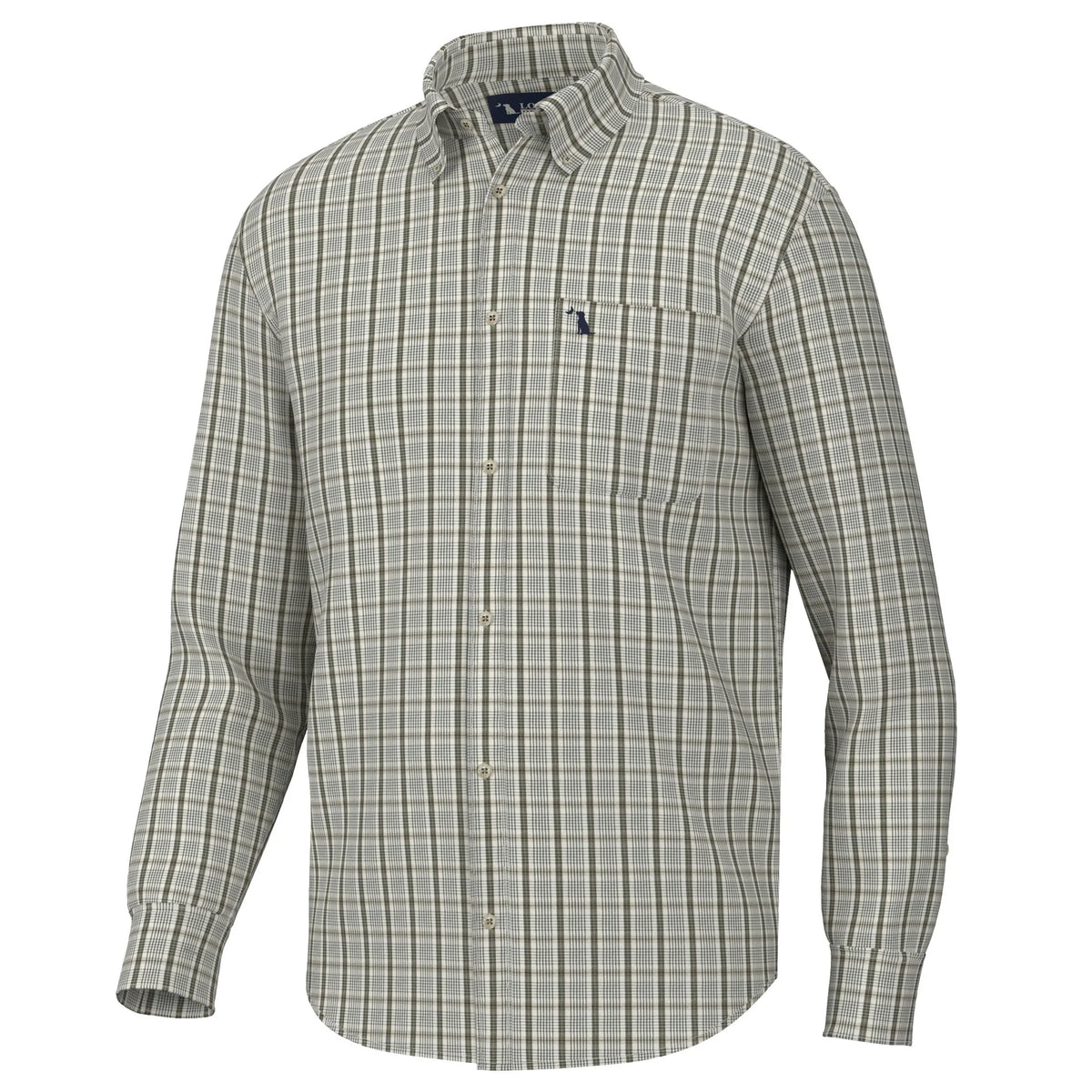 Local Boy-Youth Stamps Dress Shirt-LIGHT BEIGE/OLIVE/GREEN
