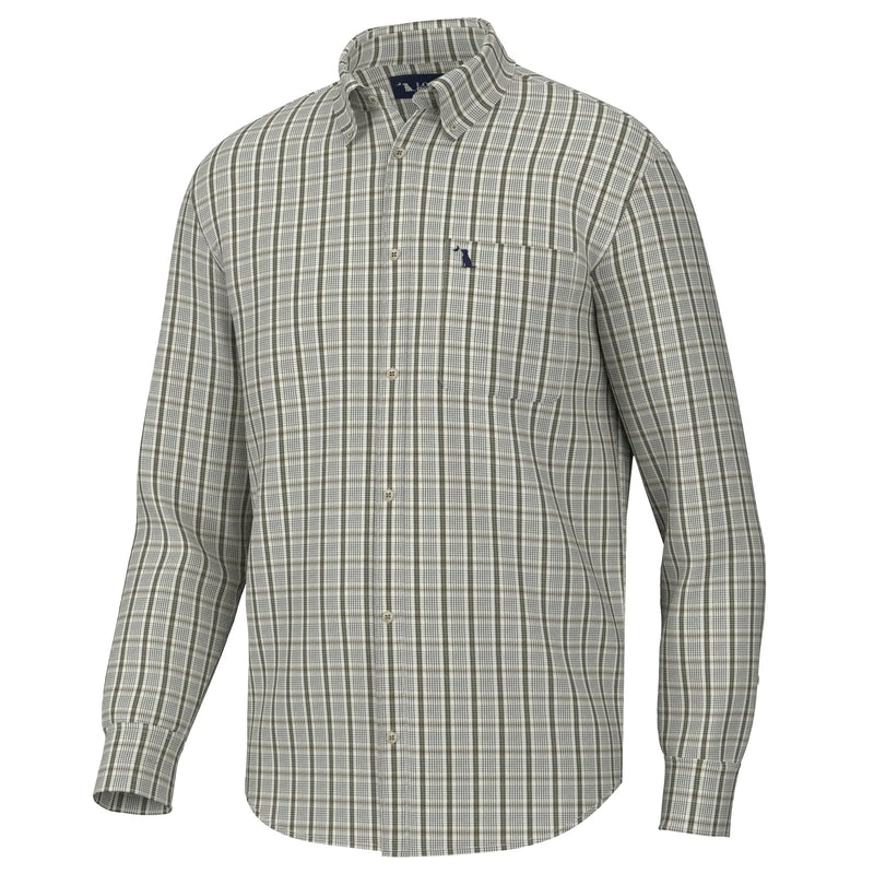 Local Boy-Youth Stamps Dress Shirt-LIGHT BEIGE/OLIVE/GREEN