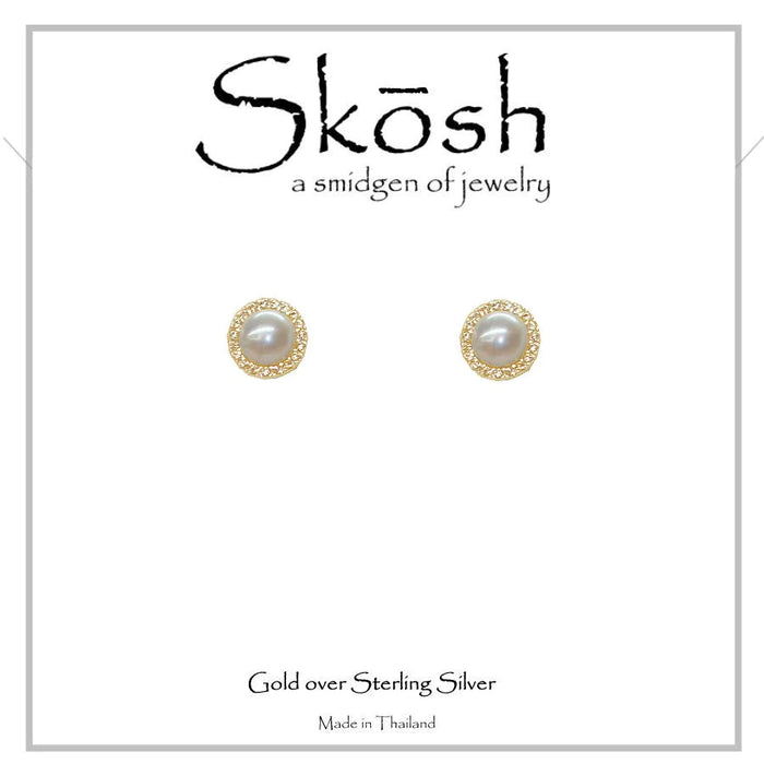 Skosh Pearl CZ Ear Rings 57-519-1E