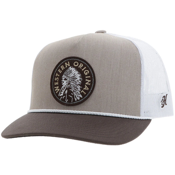 HOOEY-"QUANAH" HAT TAN/WHITE W/BROWN/WHITE CIRCLE PATCH