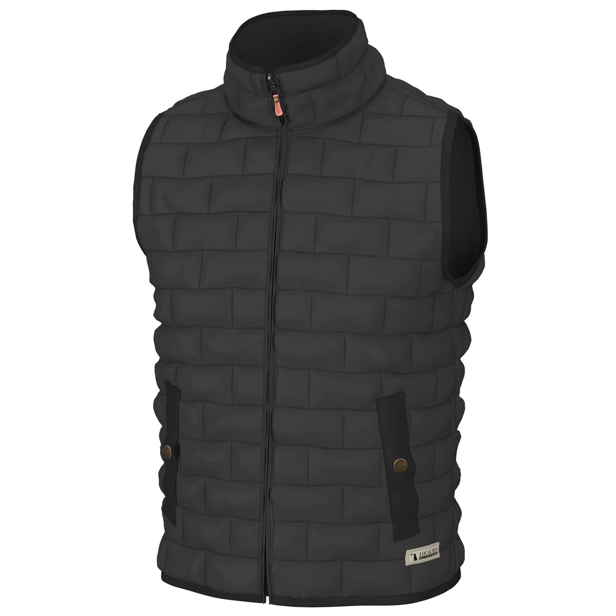 Local Boy-Youth Brick Quilted Vest-CHARCOAL