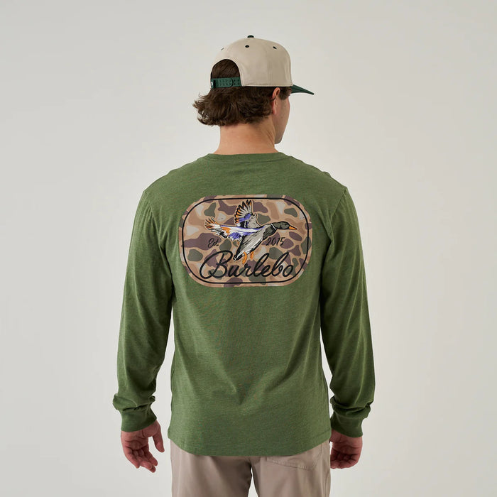 Burlebo - LS T-shirt-Ducks Flying In - Heather Olive