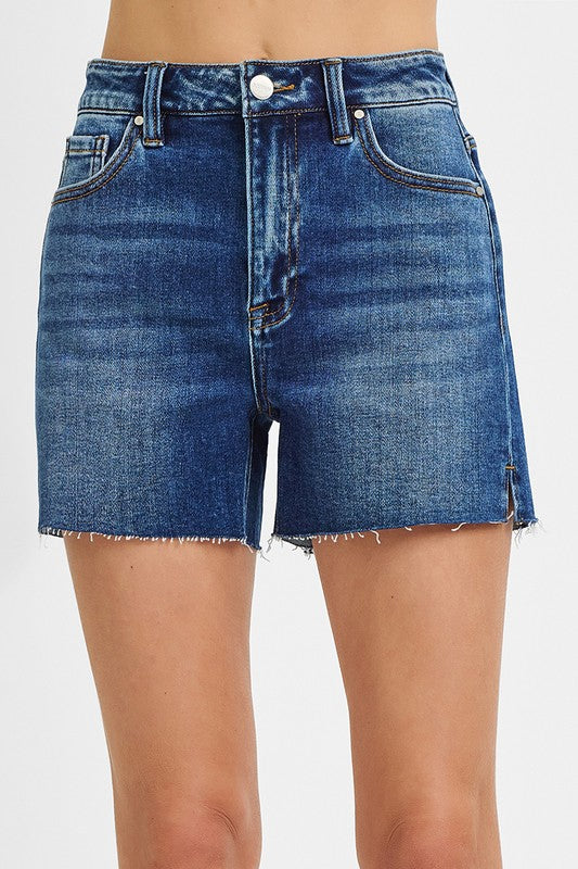 Risen High Rise Raw Cut Hem Side Slit Shorts
