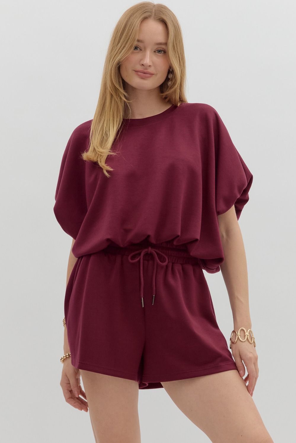 Solid jersey knit short set