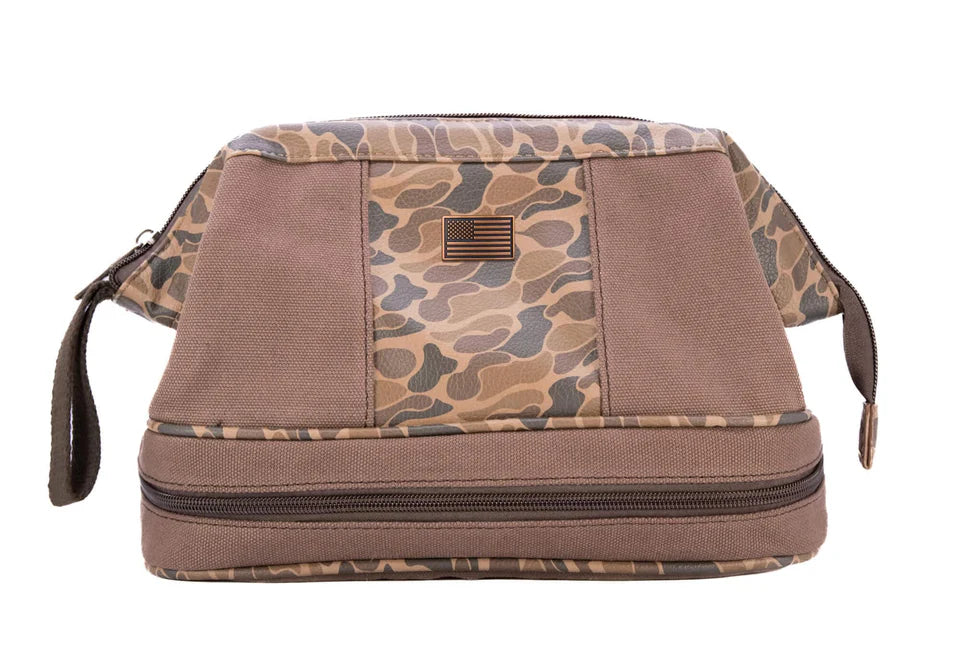 Zep Pro WAXED CANVAS OLD SCHOOL CAMO MEN'S TOILETRY DOPP BAG