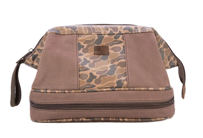 Zep Pro WAXED CANVAS OLD SCHOOL CAMO MEN'S TOILETRY DOPP BAG