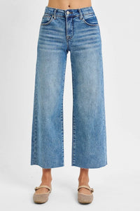 Risen Mid Rise Cropped Wide Jeans