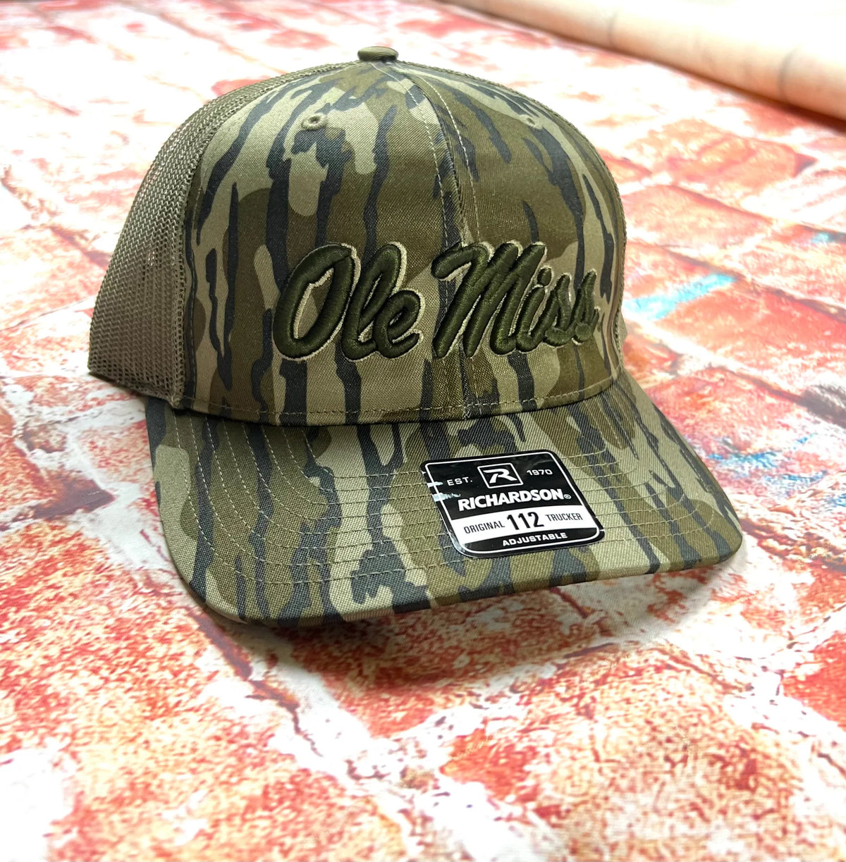 Speckle Bellies-Script Bottomland Ole Miss Puff