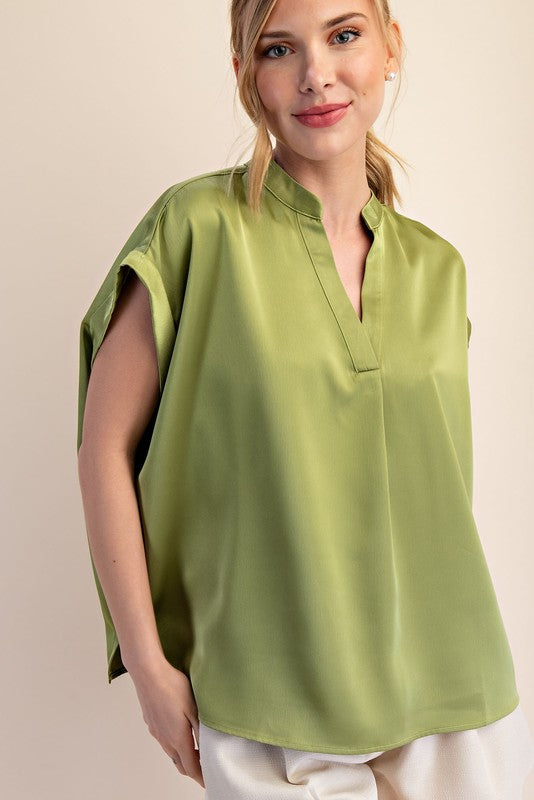 V-neck Short Sleeve Oversized Top no