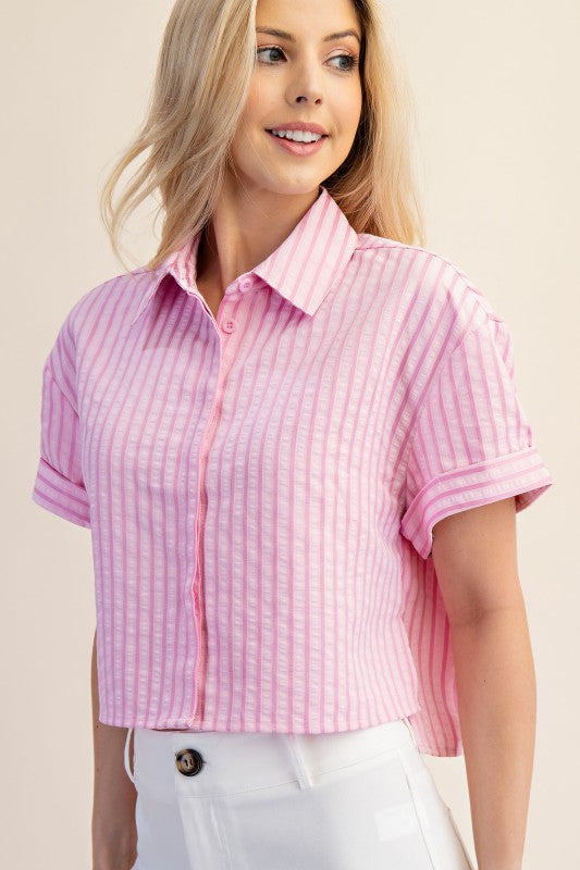 Collar Neck Crop Shirt