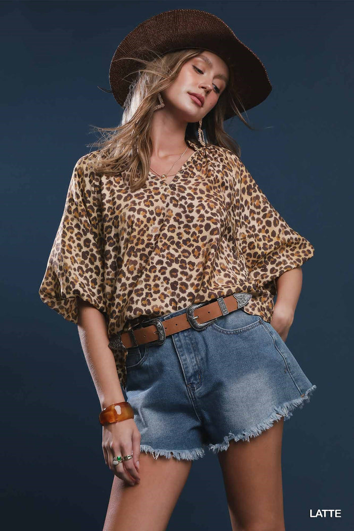 Scallop Hem Leopard Print Blouse