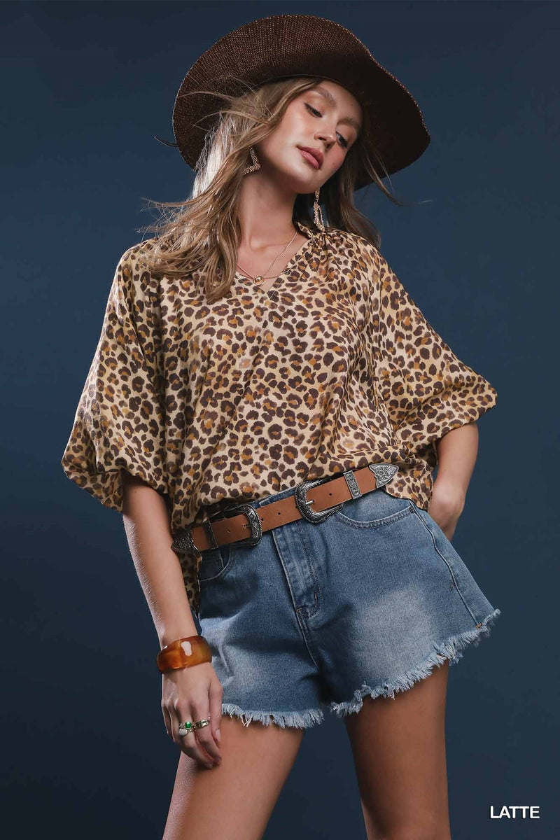 Scallop Hem Leopard Print Blouse