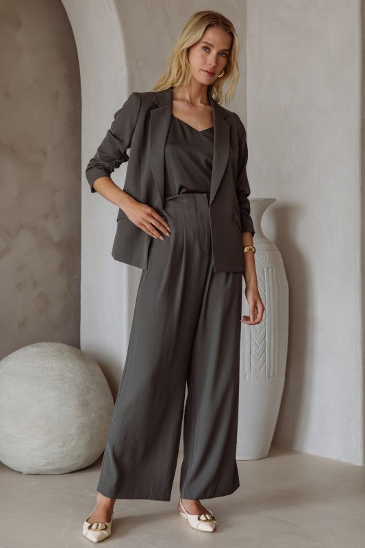 Eco Friendly Recycled Poly Shirred Sleeve Blazer