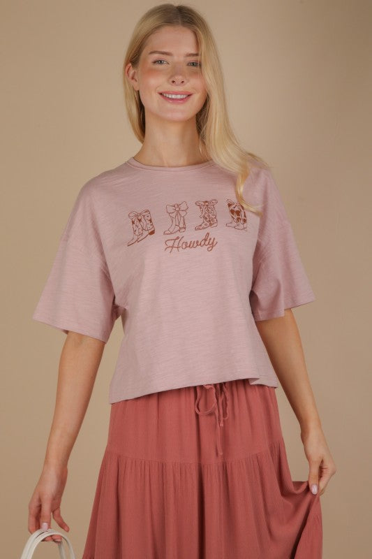 Oversized Screen Print Graphic Casual Knit T Shirt