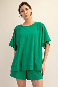 Oversized Cotton Slub Short Sleeve Top