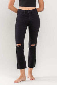 VERVET HIGH RISE DISTRESSED CROP STRAIGHT JEANS