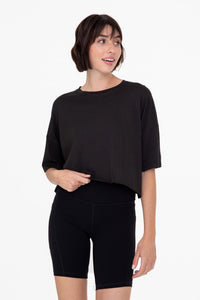 Relaxed Fit Raw Edge Cropped Tee