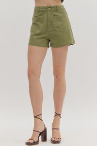 Solid high waist shorts