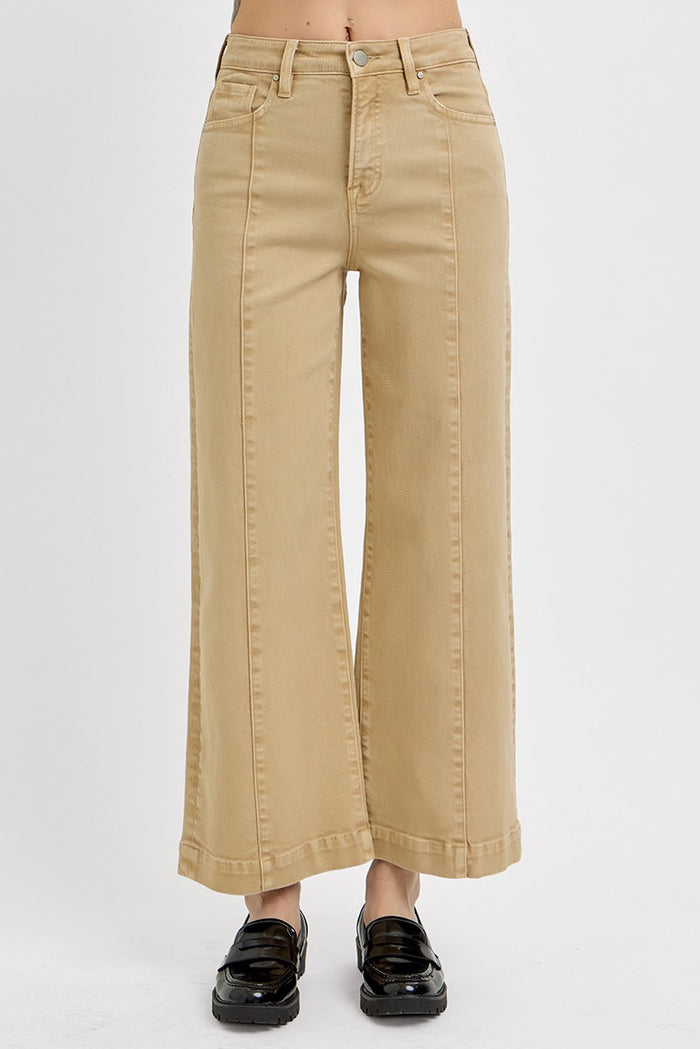 Tummy Control High Rise Crop Wide Jeans