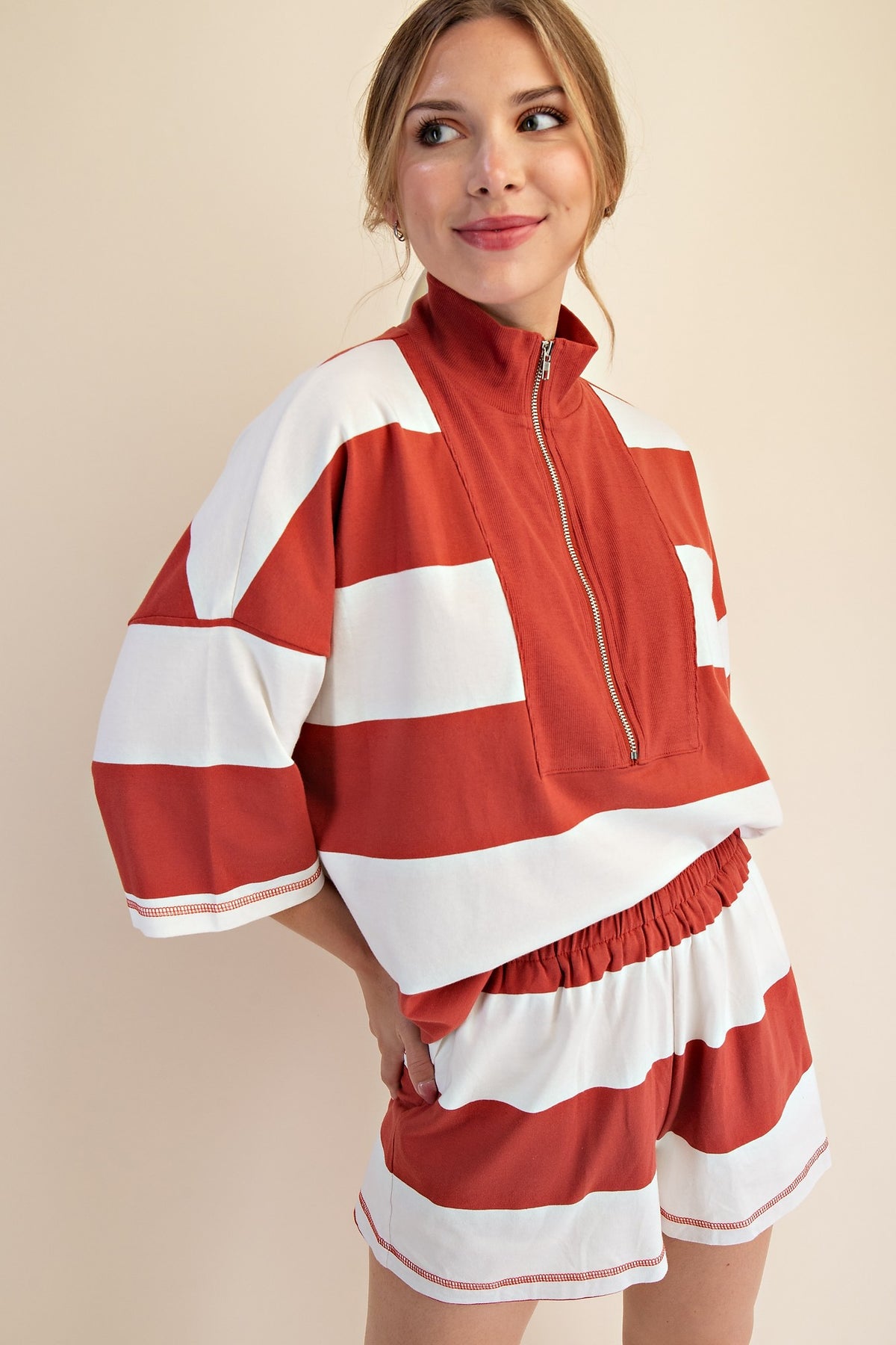 Front Zip Pullover Top
