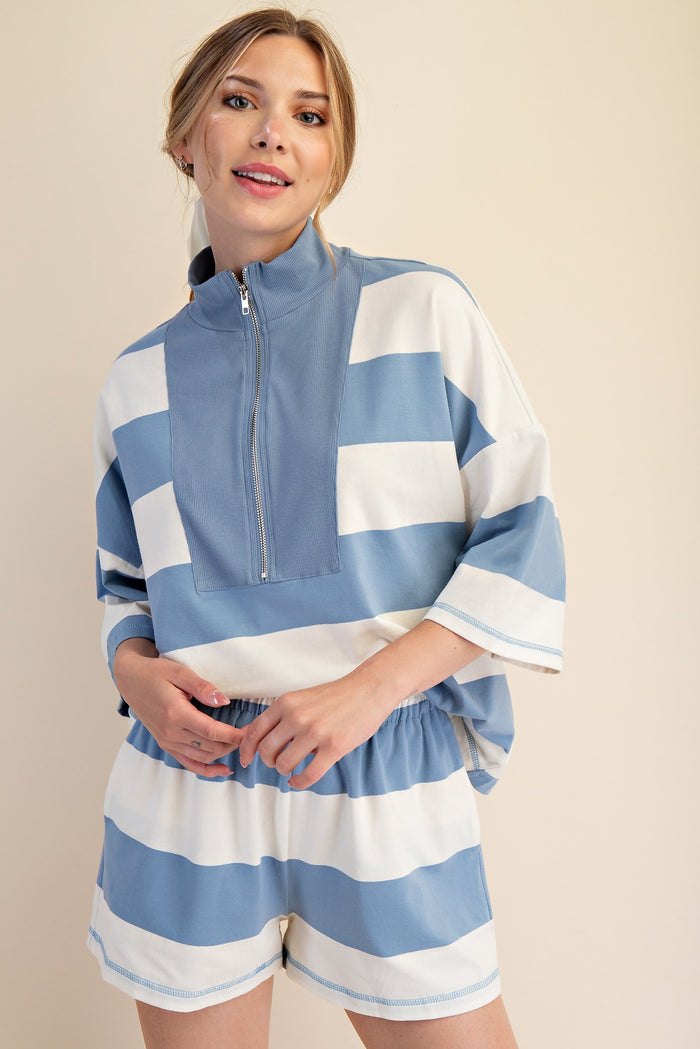 Front Zip Pullover Top