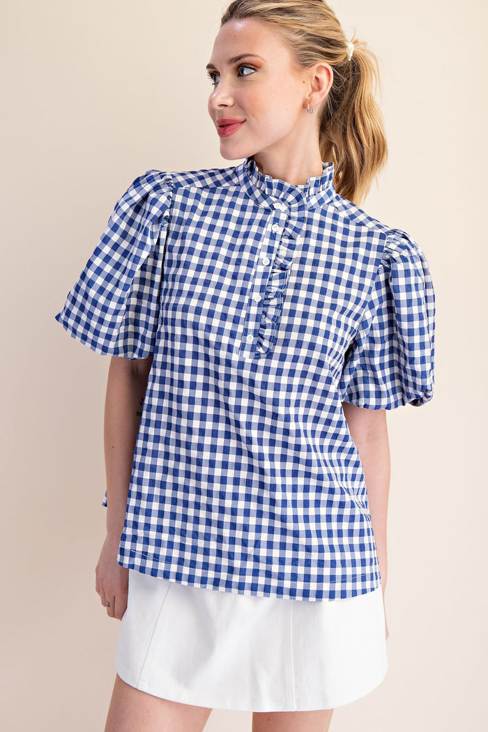 Ruffle Collar Puff Sleeve Top